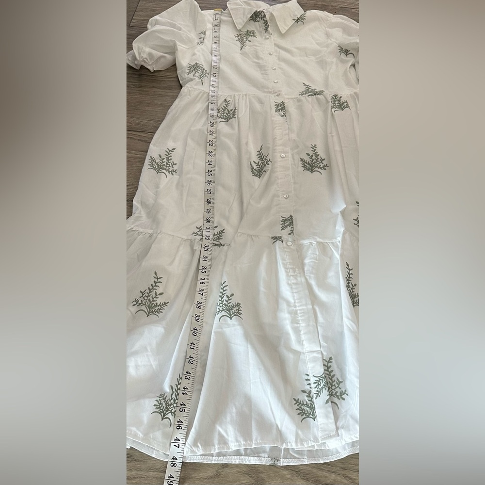 ✨ White and Green Ruffle Dress – Size M (NWT) ✨ - Picture 5 of 11